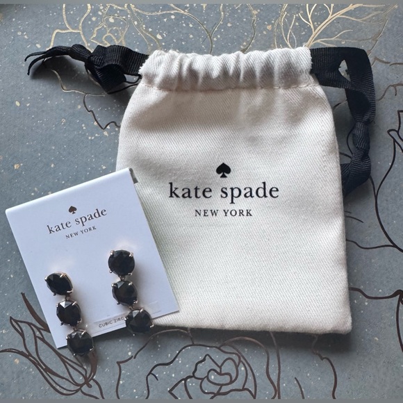 Kate Spade Gold and Charcoal Cubic Zirconia Earrings - Picture 3 of 4